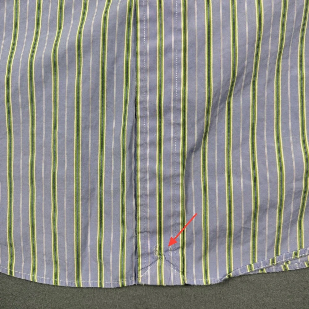Ralph Lauren Classic Fit Striped Short Sleeve Button Down Shirt Blue Green XL